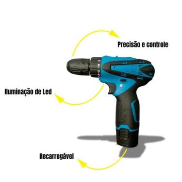 Imagem de Furadeira Sem Fio 12V Acompanha 2 Baterias De Lítio Alta Capacidade - 
