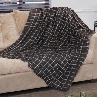 Imagem de Manta Para Sofa e Cama Decorativa 1,40m x 1,70m Grid 100% Algodão Marr