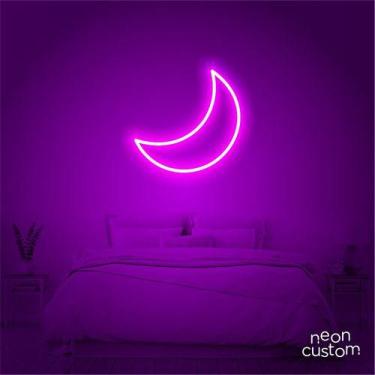 Imagem de luminaria letreiro Neon Led Lua 40x40 luminoso decoração p/ selfie - N