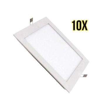 Imagem de Kit C/10 Peças Painel Plafon Led Embutir Quadrado 18w 6.4k Branco Frio