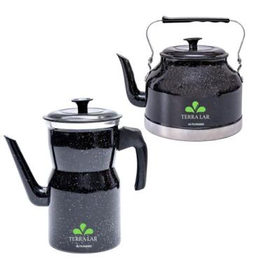 Imagem de Kit Bule Com Chaleira Grande Chá Café Leite Em Alumínio - TERRA LAR, P