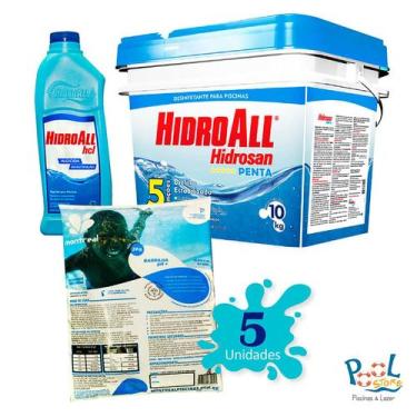 Imagem de Kit Tratamento- Cloro + Barrilha + Algicida Manutenção - Hidroall