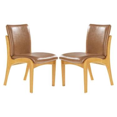 Imagem de Kit 2 Cadeiras de Madeira Maciça Mel Estofado Caramelo Lisboa L85 RMI 