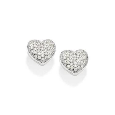 Imagem de Brinco Coração Cravejado zircônias Prata 925 Rommanel 820122, Prata