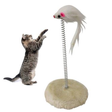 Imagem de Arranhador Gato Pet Ratinho Guizo Mola Felino Animal de Estimaçao Brinquedo Interativo Lazer Diversao Entretenimento Pelucia