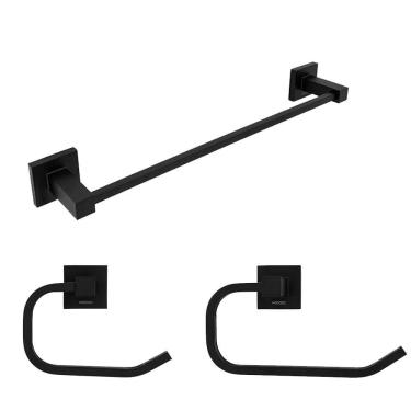 Imagem de Porta Toalha Modaza Nero 40 cm, Porta Papel Higiênico e Porta Toalha Rosto, Preto