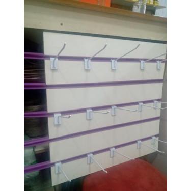 Imagem de Painel canaletado 60x60 branco perfil kit  2 unidades e 20 ganchos - L