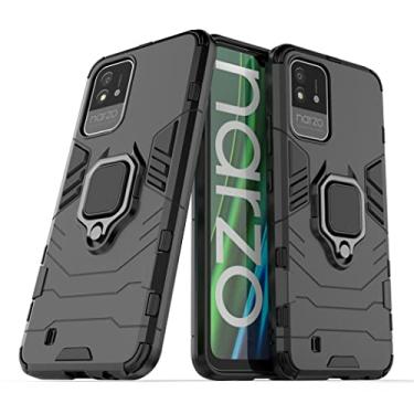 Imagem de Capa Protetora Magnética Anti-quedas para OPPO Realme 8i, Realme Narzo 50 4G, Suporte Giratório + Proteção Militar (Preto)