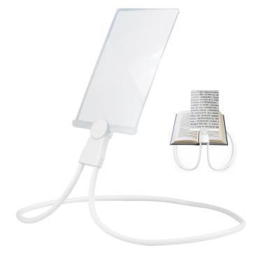 Imagem de Lupa de Pescoço Aumento 5x Haste Flexivel  Leitura Idoso Apoio Mesa Visualizaçao Ampla Trabalho Tarefas Resistente Multiuso