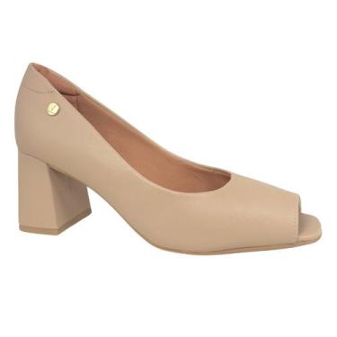 Imagem de Sapato Vizzano Peep Toe Feminino Salto Bloco 1446.101, Bege, 36