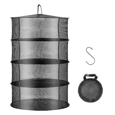 Imagem de HYDGOOHO Rede De Secagem Ervas 2 Pés Com Zíperes Verdes Para Hidroponia, Gancho Bônus Sementes Brotos Plantas, Pendurado Secar, Jardim Seco (4 Camadas, Tipo Aberto)