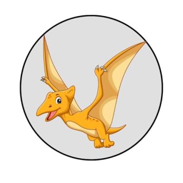 Imagem de Adesivo Decorativo Infantil Dinossauro, Circular, 7,5 cm, Modelos Variados (DN-321, BOPP, 7,5-CM)