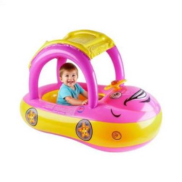 Imagem de Boia de Natação para Criança | Flutuador de Natação Infantil para Bebé | Brinquedo Flutuador Inflável Forma de Carro com Toldo para Água Lago Piscina Verão
