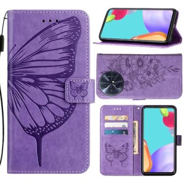 Imagem de Covthch Capa carteira para TCL 60 XE NXTPAPER 5G, TCL 60 XE NxtPaper 5G e TCL 50 XL NxtPaper, capa fólio com fecho magnético, suporte de couro PU com clipe para cartão capa flip carteira - roxo