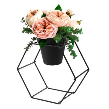Imagem de Suporte Vaso Hexágono Grande Parede Preto - LojaSPmarcoferrariPlugLar