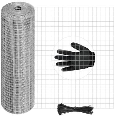 Imagem de Malha de arame soldada galvanizada a quente de 40,6 cm x 50 pés - Cerca de arame de galinha de calibre 23 para jardim, galinheiro, gaiola de coelho, proteção contra roedores e predadores