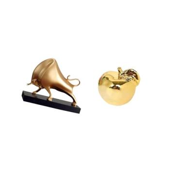 Imagem de Fenteer Escultura de Fruta de Touro, Estatueta de Cerâmica, Decoração para Casa, Decoração de Mesa, Artesanato, Estátua Abstrata de Boi, Coleção de Ornamentos