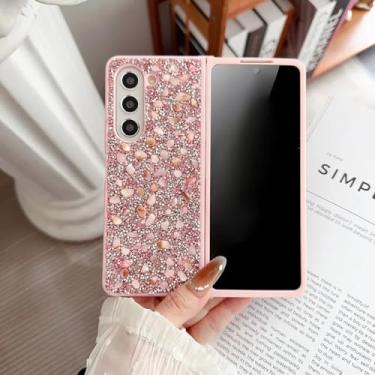 Imagem de Capa protetora para Galaxy Z Fold6 com glitter e diamantes brilhantes, TPU com bordas macias (para Galaxy Z Fold6/rosa)