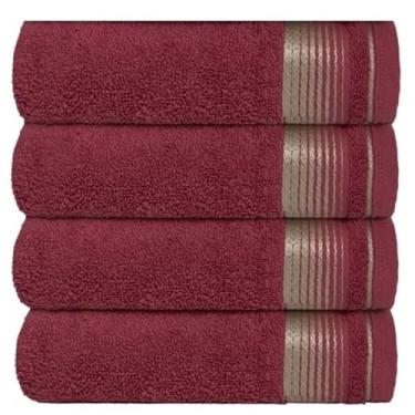 Imagem de KIT 4 Toalhas de Banho 75x150cm 100% Algodão Absorvente e Macia Hotel Academia Enxoval Adulto Premium (4- CEREJA)