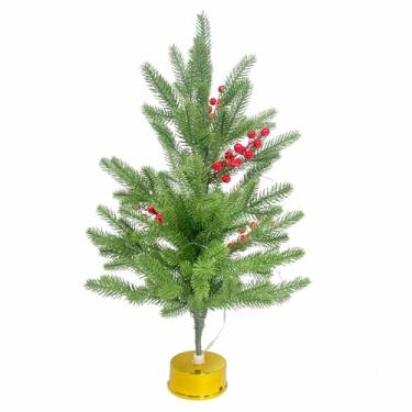 Imagem de Árvore de Natal artificial rotativa com luzes de corda de música, suporte dourado, operado por bateria, árvores falsas verdes, 70 cm, decoração de feriado realista, presentes para ambientes internos