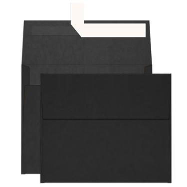 Imagem de Pacote com 100 envelopes pretos A2, autovedação, impressão Goefun 120 GSM 4,375 x 5,75 envelopes de convite pretos para cartões de 10 x 14 cm, formatura, casamentos, fotos, chá de bebê e vários