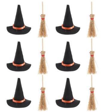 Imagem de Vassoura de decoração IMIKEYA Mini Witch Hat, 12 peças para Halloween
