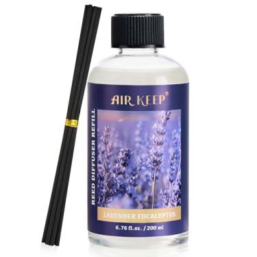 Imagem de Airkeep Refil de óleo difusor de palheta com varetas difusoras, 200 ml, óleos perfumados de algodão e eucalipto de lavanda, aromaterapia, fragrância doméstica e ambientador, decoração de escritório