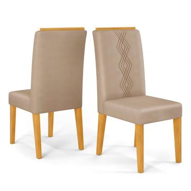 Imagem de Cadeira De Jantar Estofada Yasmin Conjunto Com 2 Cadeiras Cedro/veludo Kraft - Dj Móveis