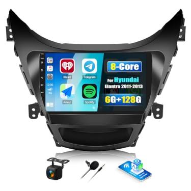 Imagem de SIXTOP [8-Core 6+128G] Estéreo automotivo Android para Hyundai Elantra 2011-2013 sem fio Carplay Android Auto 9 polegadas IPS Touchscreen Bluetooth 5.0 GPS DSP 32EQ 59UI FM/RDS 59UI WiFi SWC + câmera