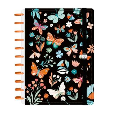 Imagem de Caderno Iscool Disc Inteligente 140 Folhas Butterfly Preto e Laranja G+