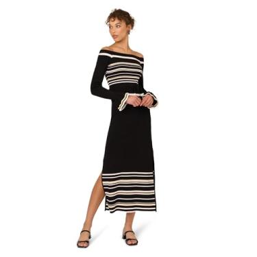 Imagem de Adrianna Papell Vestido midi feminino de malha Off Shldr, Marfim/preto, 50