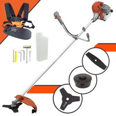 Imagem de Máquina de Cortar Grama À Gasolina Tekna RL520ACG2 2T 52cc 2HP de Alta Performance Completa Com Carretel de Nylon + Lâmina 2 Pontas + Lâmina 3 Pontas