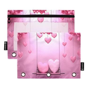 Imagem de Wassud Balões rosa no balanço, pacote com 2 pastas de fichário, pastas de bolso com 3 furos, pasta organizadora para casa, escritório
