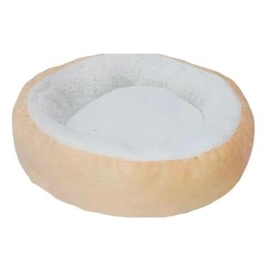 Imagem de Caminha Redonda Pets Cães e Gatos Macia 50x50 cm Quente Confortável Cama Pet Com Pelinho(DOCE DE LEITE)