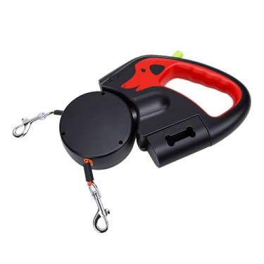 Imagem de GLOGLOW Trela ​​retrátil para Cães, Design Dividido Bidirecional, 360 Graus, Evita o Emaranhamento da Corda de Caminhada Automática Com Luz LED, para Cães Pequenos, Médios e Grandes