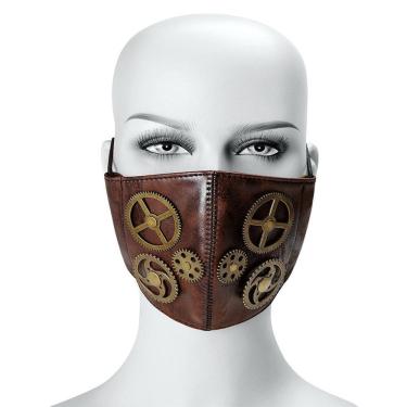 Imagem de Máscara facial Halloween Steampunk Respirável de Couro Reutilizável