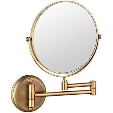 Imagem de CZCZC Espelho de parede para banheiro, espelho de maquiagem de 20 cm, espelho de maquiagem redondo, dupla face, espelho cosmético extensível para barbear no quarto, preto_7X