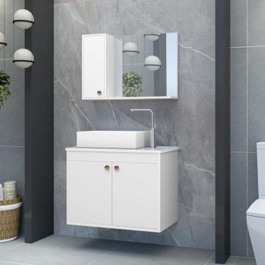 Imagem de Conjunto Gabinete Para Banheiro Pratiko Branco - Rede Móveis