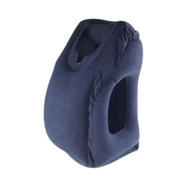Imagem de Travesseiro Inflável Flocado Para Viagem, Apoio Para Pescoço E Cabeça,
