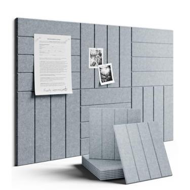 Imagem de Quadro de avisos grande de feltro 91 cm x 61 cm de cortiça alternativo - pacote com 6 com 40 abas adesivas removíveis seguras, quadros de cortiça para paredes, placa de feltro para casa, escritório