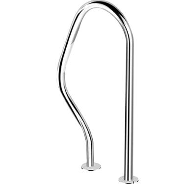 Imagem de KIDYBO Corrimão de piscina de aço inoxidável 304, 80 x 21 x 45 cm, trilho de apoio manual para piscina enterrada com parafusos autoadesivos, corrimãos de entrada de natação de segurança