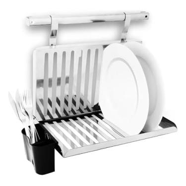 Imagem de Escorredor de louça dobrável de parede em aço inoxidável