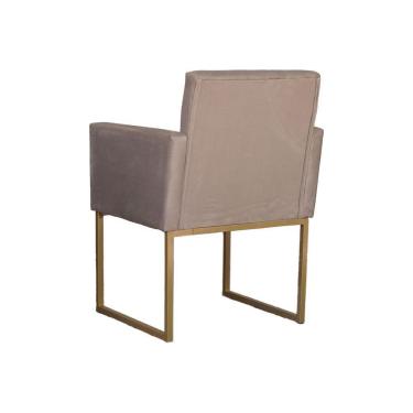 Imagem de Kit 02 Poltronas Decorativas Klara Base Dourada Em Suede Bege