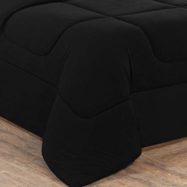 Imagem de Kit Edredom + Jogo De Lençol Malha 100% Algodão Gran Moratta 4 Peças Solteiro - Preto/Preto