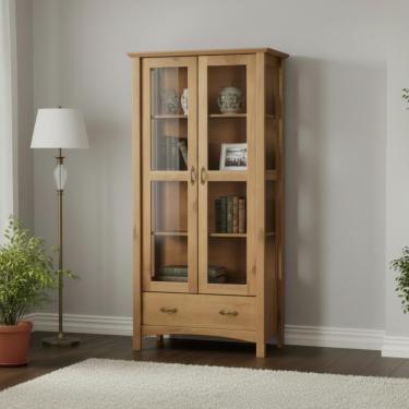 Imagem de Cristaleira De Vidro 2 Portas E 1 Gaveta Em Madeira Maciça