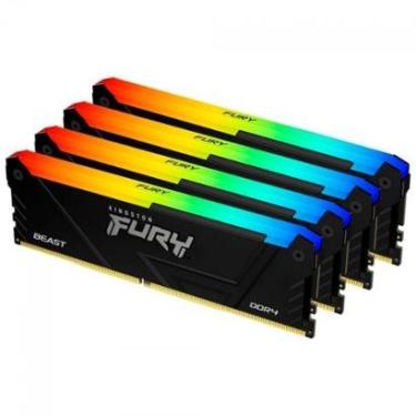 Imagem de Memória RAM Kingston Fury Beast, RGB, 64GB (4x16GB), 3200MHz, DDR4, CL16, Preto - KF432...