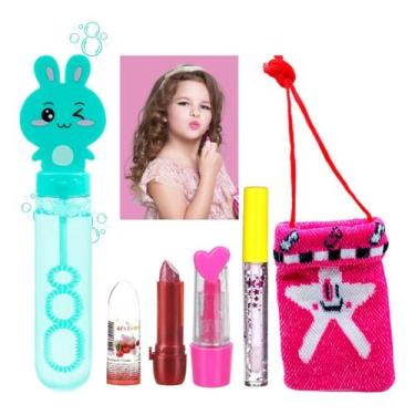 Imagem de Kit De Maquiagem Infantil Batom Porta Moeda Bolha De Sabão - nova aven
