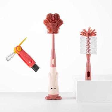 Imagem de Escova de limpeza Chemimoso Baby Bottle Kit Silicone Pink