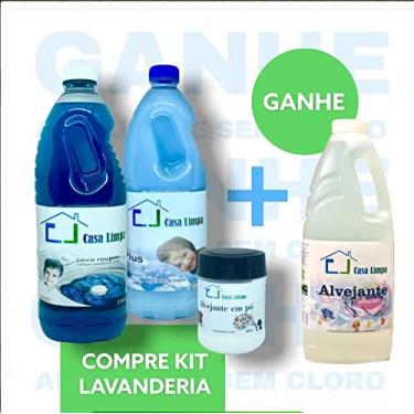 Imagem de KIT LAVANDERIA (LAVA ROUPA 2L / AMACIANTE PLUS 2L / ALVEJANTE EM PO + GANHE ALVEJANTE SEM CLORO 2L)