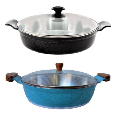 Imagem de Jogo Frigideiras Antiaderente Usinado Javali AA e AM 30cm N5